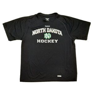 Fighting Sioux UND Reebok Shirt Mens Size Small North Dakota Hockey Black WCHA